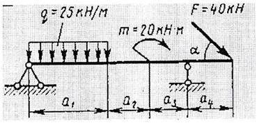 Определение реакции в опорах а1=4,0 а2=0,5 а3=1,5 а4=1,5 45схема 2 предмет (ТЕХНИЧЕСКИАЯ МЕХАНИКА)