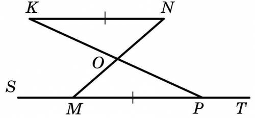 Решите задачу. Дано:KN параллельна MP, KN = MP.∠KNO = 43°.∠OCD = 32°.Найдите ∠SMO и ∠OPT