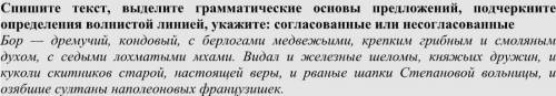 Спишите текст, выделите грамматические основы предложений, подчеркните определения волнистой линией,