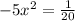 - 5 {x}^{2} = \frac{1}{20}