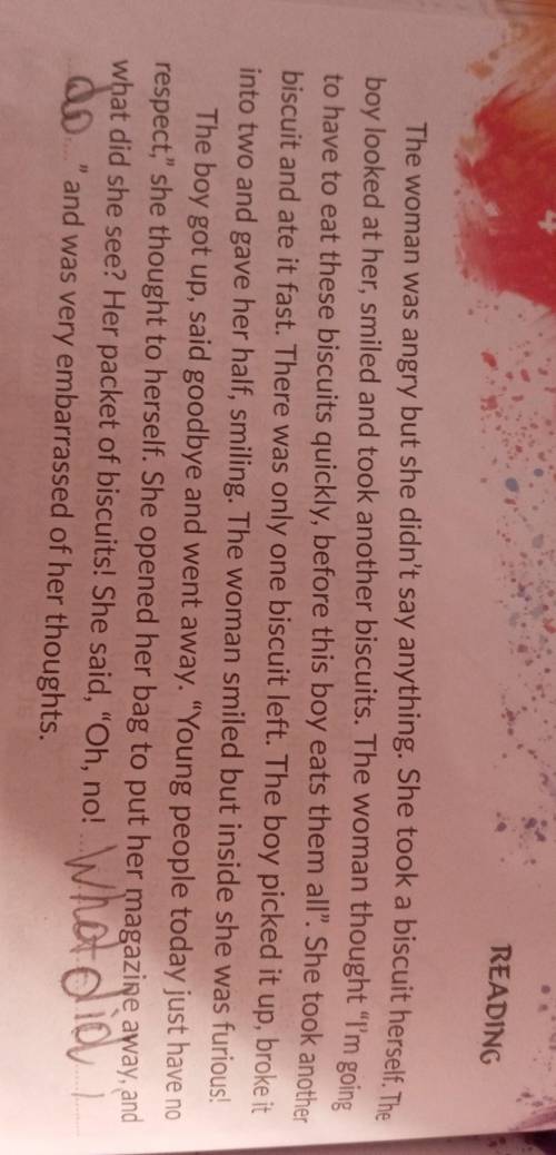 2. Put the events of the story in the right order. a. The woman got a magazine out and started to re