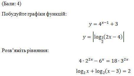 Побудуйте графіки функцій y=4x-1+3 (задание на фото)