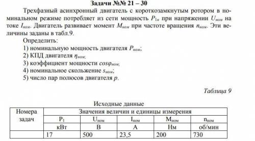 Трехфазный асинхронный двигатель с короткозамкнутым ротором в номинальном режиме потребляет из сети