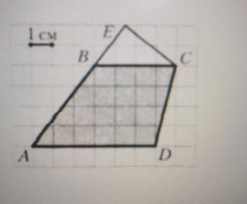 Найдите высоту CE трапеции ABCD, проведённую к боковой стороне AB, если размер каждой клетки на черт