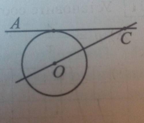 Окружность с центром в точке O касается лучa CA (см. рисунок). Найдите градусную ме-ру угла ACO, есл