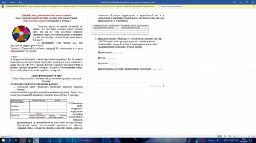 Практическая работа №10 Тема: Определение особенностей размещения крупных народов России. Последоват