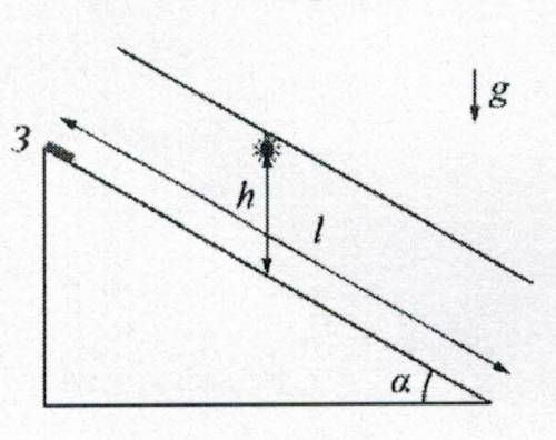 Задача N. Скорость света. Над серединой гладкой плоскости длиной м с углом α = 30° на высоте м на