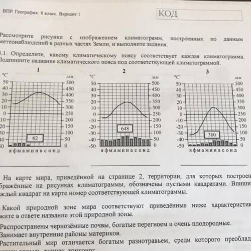 ВПР. География. 8 класс. Вариант 1 КОД 3 с MM м Рассмотрите рисунки метеонаблюдений в разных частях