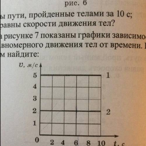 Каковы пути, пройденные телами за 10 с; чему равны скорости движения тел? 2. На рисунке 7 показаны г