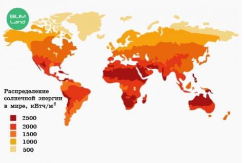 Определи регионы с высокими показателями солнечной радиации. Верных ответов: 2АвстралияСеверная Евро