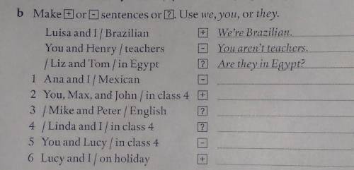 B Make Elor Esentences or 2). Use we, you, or they. Luisa and I/ BrazilianWe're Brazilian.You and He