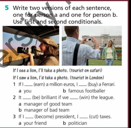 Write two versions of each sentence , one for person a and one for person b . Use first and second c