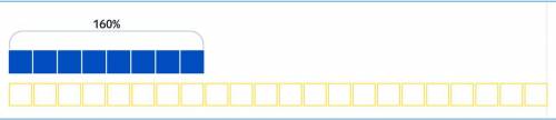 Количество синих квадратов составляет 160% количества жёлтых. Раскрась нужное количество жёлтых квад