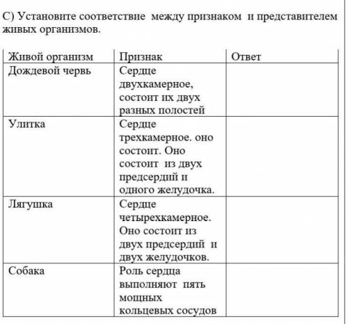 Установите соответствие между признаком и представителем живых организмов.​