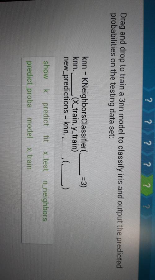 Drag and drop to train a 3nn model to classify iris and output the predicted probabilities on the te