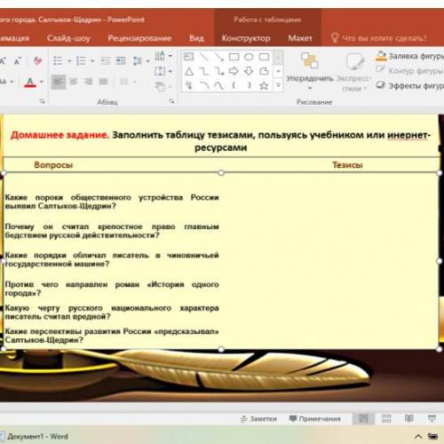Заполнить таблицу тезисами, пользуясь учебником или интернет-ресурсом. Салтыков-Щедрин 10 класс