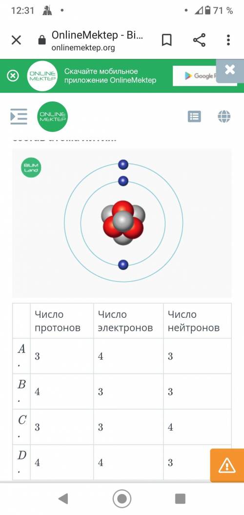 Выбери строку, в которой верно указан состав атома лития как можно быстрее ❤️