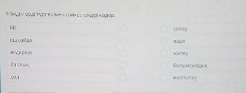 Задание No5Есімдіктерді түрлерімен сәйкестендіріңіздер.​