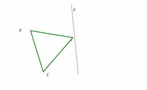 Дан треугольник АВС и прямая p. Построить фигуру F, на которою отображается данный треугольник при о