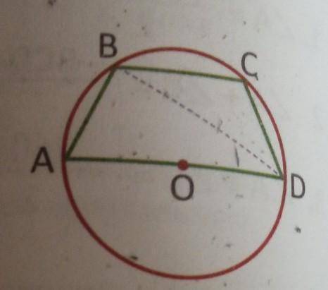 Найдите радиус окружности и площадь трапеции ABCD, вписанной в окружность с центром в точкеО, если В