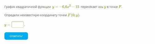 График квадратичной функции y=−6,6x2−15 пересекает ось y в точке F. Определи неизвестную координату