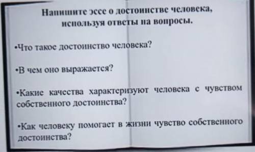 Напишите эссе на тему достоинство человека опираясь на вопросы, указанные выше ​