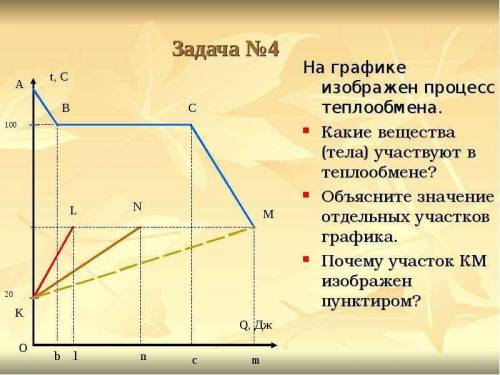 Задача №4 На графике изображен процесс теплообмена. Какие вещества (тела) участвуют в теплообмене? О