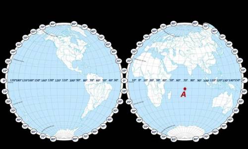 Определите географические координаты пункта А.​