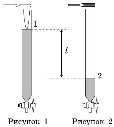 Для определения скорости звука в воздухе ученик использует стеклянную трубку с краном, заполненную в