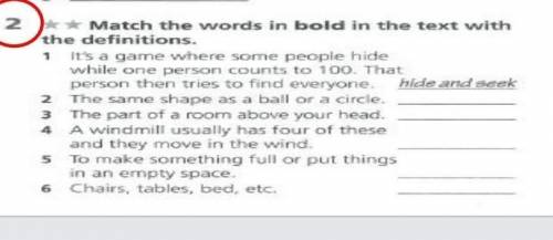 Match the words in bold in the text with the definitions. 1 It's a game where some people hide while