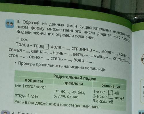 Образуй из данных имён существительных единственного числа форму множественного числа родительного п