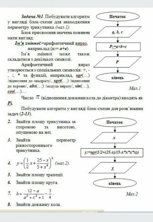 ОТ ТОМУ КТО Побудувати алгоритм у вигляді блок-схеми для розв'язання задач 2-8 Буду очень благодарна