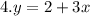 4.y = 2 + 3x