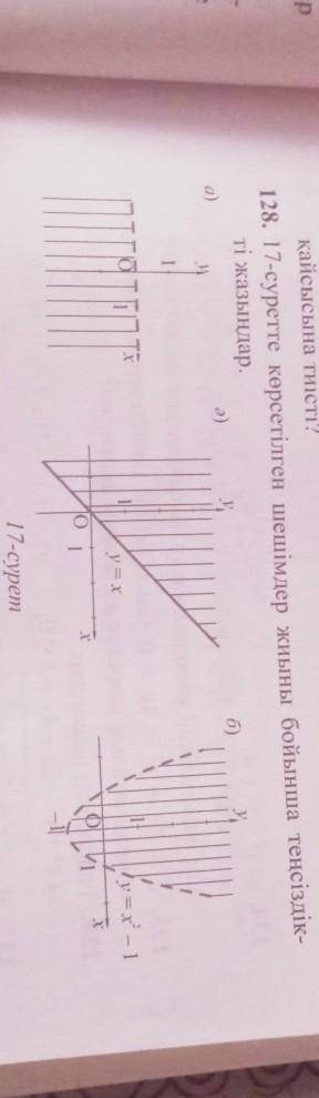 128. 17-суретте көрсетілген шешімдер жиыны бойынша теңсіздікті жазыңдар керек бал берем ​