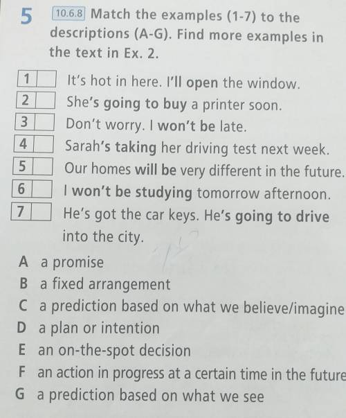 5 10.6.8 Match the examples (1-7) to thedescriptions (A-G). Find more examples inthe text in Ex. 2.1