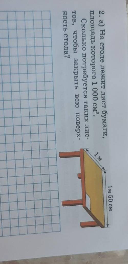 На столе лежит лист бумаги площадь которой 1000 см². то чтобы закрыть всю поверхность стола​