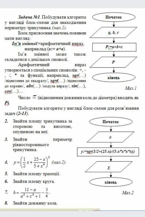 Буду благодарна, тому кто розвяжет, высокие ! Побудувати алгоритм у вигляді блок-схеми для розв'язан