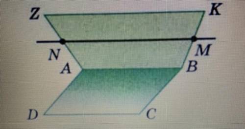 На рисунке изображен ромб ABCD и равносторонняя трапеция ABKZ. AB - линия пересечения этих плоскосте