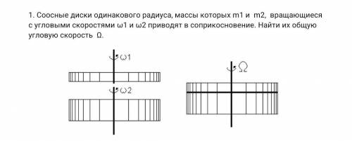 Соосные диски одинакового радиуса, массы которых m1 и m2, вращающиеся с угловыми скоростями ω1 и ω2