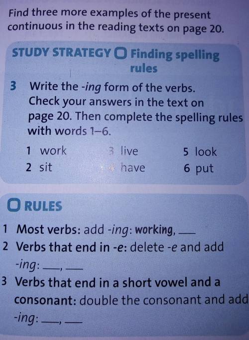 2 Find three more examples of the present continuous in the reading texts on page 20.STUDY STRATEGY