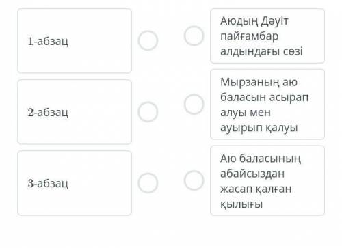 Берілген мәтіннің құрылымына сәйкес келетін абзац атауларын тап.​