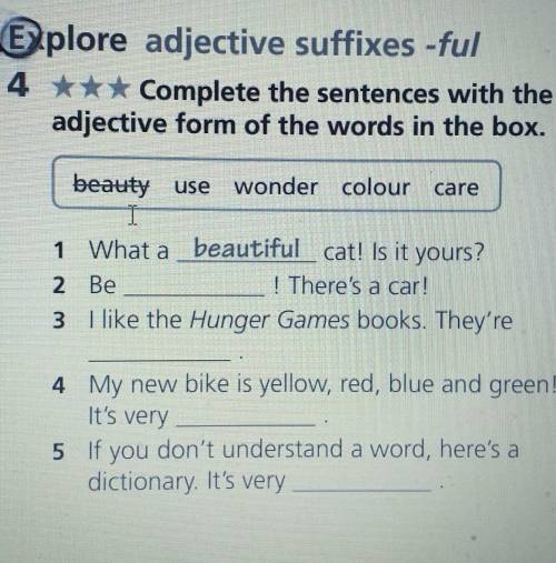 Complete the sentences with the adjective form of the words in the box