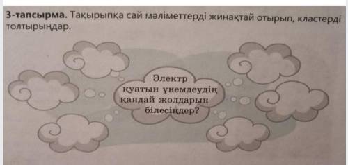 3-тапсырма. Тақырыпқа сай мәліметтерді жинақтай отырып , кластерді толтырыңдар ​