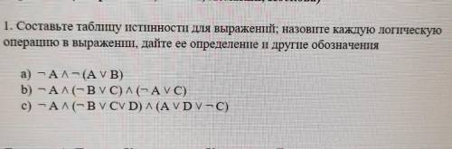 Составьте таблицу истинности для выражений; назовите каждую логическую операцию в выражении, дайте е