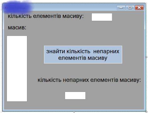 Дано одновимірний масив (кількість елементів масиву вводиться на формі). Вивести кількість непарних