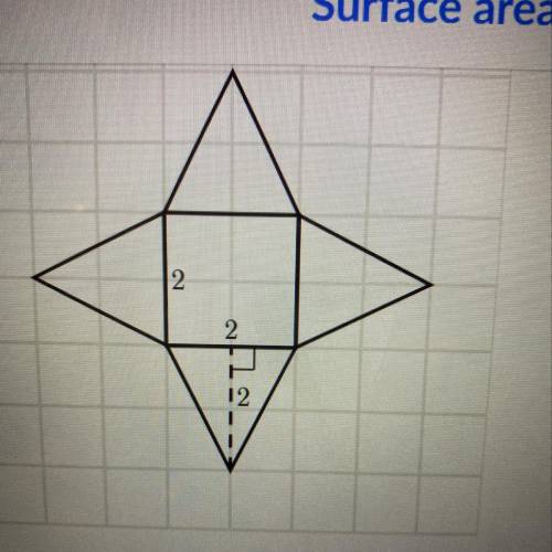 Surface area of the square pyramid H and base = 2 sm