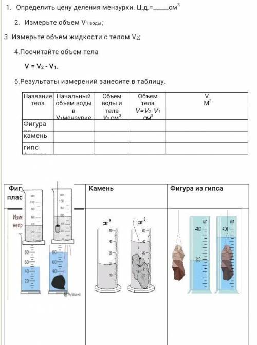 Порядок выполнения работы. Помните 1мл - 1см1. Определить цену деления мензурки. Цд.= см3​