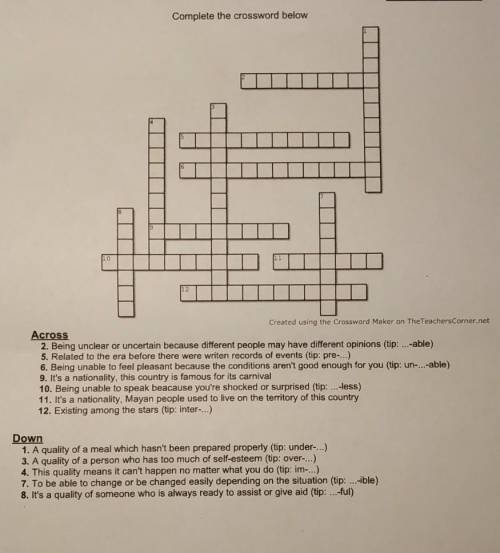 Кроссворд, Completely the crossword below Слов для выставления нет ​