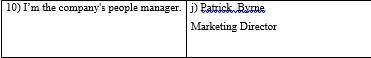 Match the positions (a-l) with the job descriptions (1-12).