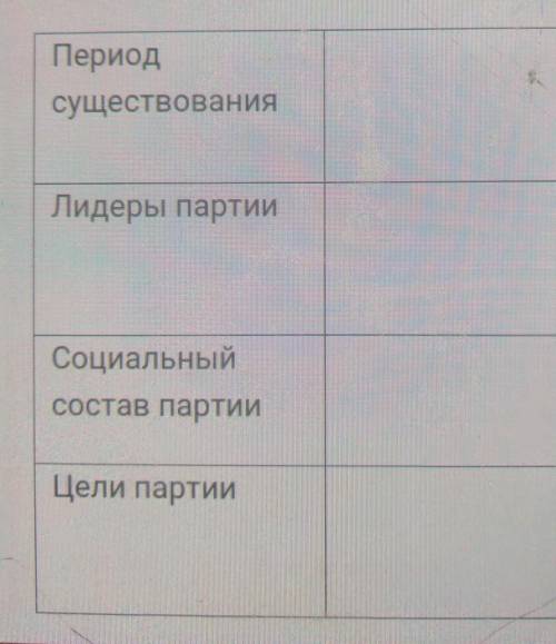 Заполните таблицу.Казахская социальстическая партия Уш жуз ​